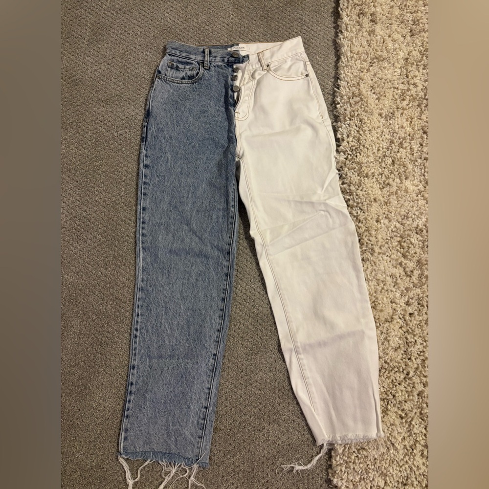 PacSun Blue and White Straight Leg Jeans